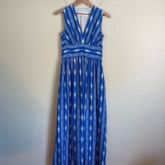 Anthropologie Madchen Skywriter Ikat Linen Maxi Dress Size 4 - Picture 6 of 12